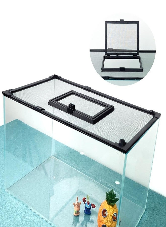 Maguesh Magnetic Fish Tank Cover with Feeding Window Dark Grey Frame Grey Fiberglass Mesh, DIY Magnetic Fish Tank Lid 39"x19"(100x50CM), Preventing Fish from Jumping Out The Size can be Adjusted Smaller - Image 2